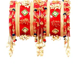 Align Set Of 2 Stone-Studded & Mother of Pearl Beaded Chuda Bangles image 1