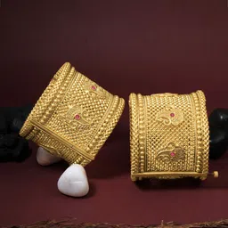 Adwitiya Collection Set of 2 24 CT Gold-Plated Openable Kada Bangles image 1