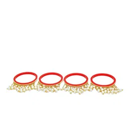 Align Set Of 4 Gold-Plated Stone Studded & Pearls Beaded Chuda Bangles-picture-15