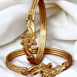 LUCKY JEWELLERY Set Of 2 Gold Plated Bangles image 2