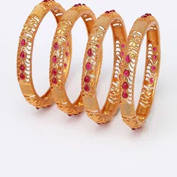 Sukkhi Set Of 4 Gold-Plated Stone-Studded Bracelet Bangles image 3
