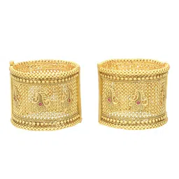 Adwitiya Collection Set of 2 24 CT Gold-Plated Openable Kada Bangles image 2