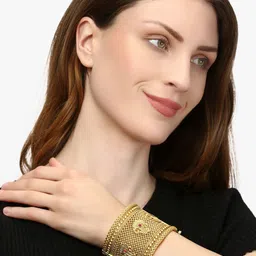 Adwitiya Collection Set of 2 24 CT Gold-Plated Openable Kada Bangles image 4