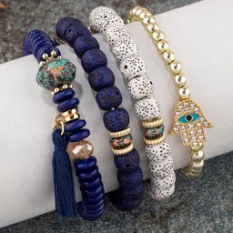 Shining Diva Fashion Set Of 4 Gold-Plated Charm Bracelet-picture-41
