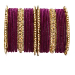 NMII Set Of 34 Artificial Stones Studded & Velvet Bangles image 2
