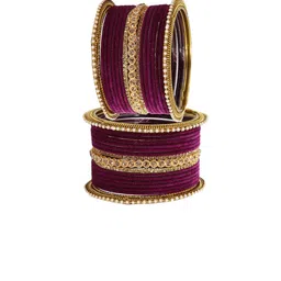 NMII Set Of 34 Artificial Stones Studded & Velvet Bangles image 5