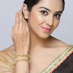 ZENEME Set Of 2 Gold-Plated American Diamond-Studded Bangles image 5