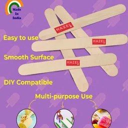 hazel Wooden Ice Cream Sticks | Craft Sticks for Art, DIY and Craft for Kids | Popsicle Stick | Pack of 600, Beige image 3