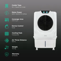 BAJAJ Shield Specter 55 Litres Desert Air Cooler with DuraMarine PRO Pump (Anti Bacterial Hexacool Master, White) image 3