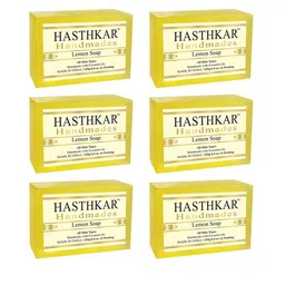 Hasthkar Set of 6 Lemon Handmade Soaps for All Skin Types with Essential Oils - 125g Each-picture-26