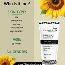 7daysnatural 7 DAYS Natural Dark Spot Correction Cream with Aloevera & Sunflower - 50 g image 5
