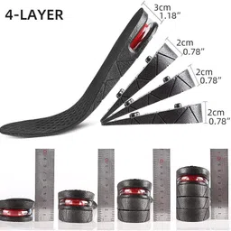 qiqi Height Increase Insoles 4-Layer Heel Orthotic Adjustable Comfortable Breathable Insole image 4