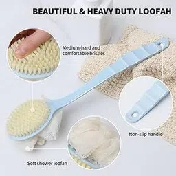 nurmantras 2 in 1 Bath Body Brush with Soft Loofah and Bristles, Back Scrubber pack of 2 image 2