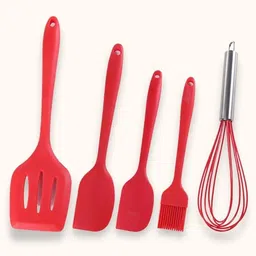 syga 5 Pieces Silicone Kitchen Utensils Spoon Set Silicone Cutlery Set image 2