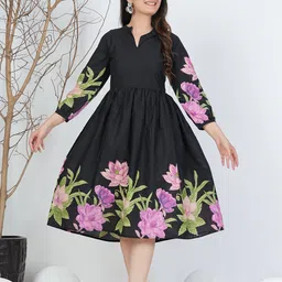 divis fashion Women A-line Black Midi/Calf Length Dress-picture-31