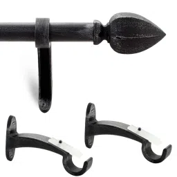 deco window Black Iron Solid (144 Inches) Curtain Rod with Accessories image 5