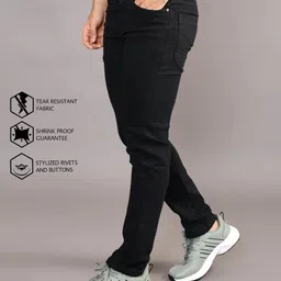 lzard Men Regular Mid Rise Black Jeans image 3