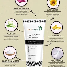 7daysnatural 7 DAYS Natural Dark Spot Correction Cream with Aloevera & Sunflower - 50 g image 2