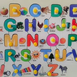 ashmi Wooden Multicolor Alphabet Capital Letter with Picture for Learning & Educational Gift for Kids image 2