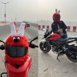 gking Trending Rabbit Bunny Helmet Red Cover- 30 cm-picture-30