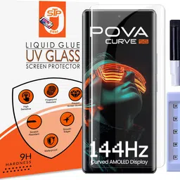 STP FEEL Tempered Glass Guard for Tecno Pova Curve 5G Premium Technology UV Glass with Installation Kit-picture-14