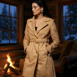 campus sutra Suede Solid Coat For Women image 5