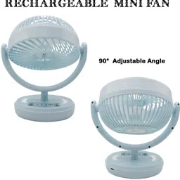 renmax Rechargeable Mini Table Fan 3-Speed Dual Battery with LED 601 with 1 Months Warranty 140 mm Table Fan image 3