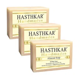 Hasthkar Set of 3 Handmade Almond Soap with Glycerin & Coconut Oil - 125 g Each-picture-21