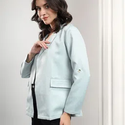 kotty Women Solid Mandarin Casual Blazer image 3