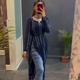 sunday fashion Printed Georgette Stitched Anarkali Gown image 4