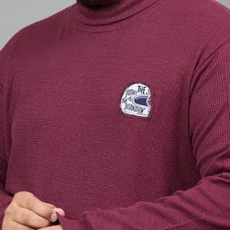 bigbanana Men Solid Turtle Neck Maroon Sweater image 4