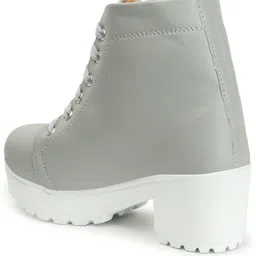 arranque Women's Block Heel Boots Synthetic Leather Lace-Up Booties with Metal Ring Boots For Women image 4