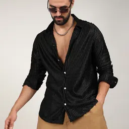 campus sutra Men Regular Fit Self Design Spread Collar Casual Shirt-picture-12