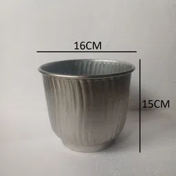 hamza hanicrafts Home Decor Metal Pot (Silver finish) Sign image 4