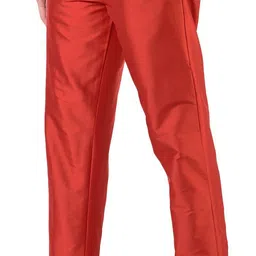 floreos Women Regular Fit Red Silk Blend Trousers image 3
