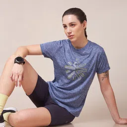 cultsportone Women Printed Round Neck Polyester Blue T-Shirt-picture-28