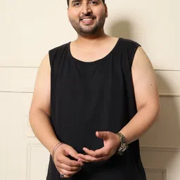 bigbanana Men Plus Size Solid Black Innerwear Vest Men Vest-picture-13