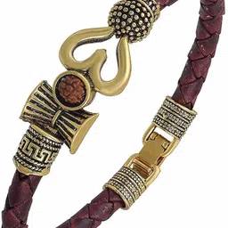 giftlok Rudraksh OMleather Assorted Bracelet Set image 2
