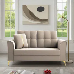 mintwud from pepperfry Kaede Velvet 2 Seater Sofa In Beige Colour-picture-4