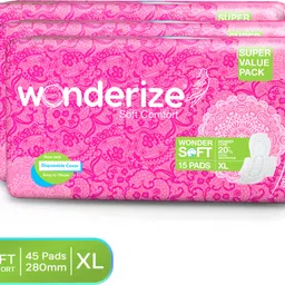 Soft Comfort XL Sanitary Napkin 45 Pads Combo of 3 With Disposable Pouch Sanitary Pad-image-41