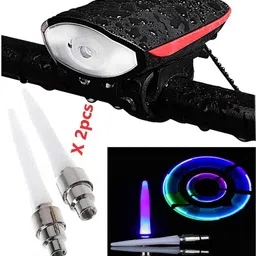 dstechbar Combo Bicycle Front Head Light With Horn And Cycle Tyre Multicolor Light LED Front Light-picture-46