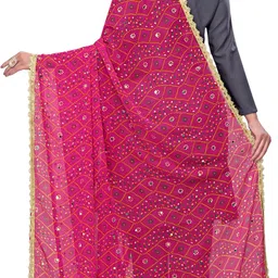kemza Georgette Printed Pink Women Dupatta image 4