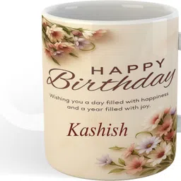 uniarawalas Happy Birthday Kashish Name Ceramic Coffee Mug image 2