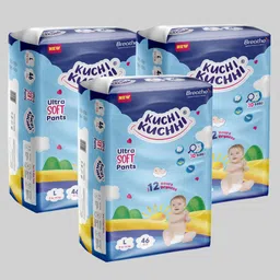 kuchi kuchhi Premium super soft baby diaper Pants with a 3D bubble top (Pack of 3) - L-picture-18