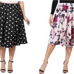 manat diva Women Printed, Polka Print A-line Multicolor Skirt image 1