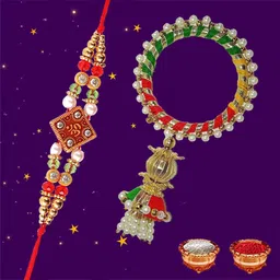 yasrean Bhaiya Bhabhi CHUDA-OM-1 Pearl Rakhi, Lumba, Bracelet, Chawal Roli Pack Set-picture-24
