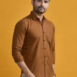 stoneberg Men Slim Fit Solid Spread Collar Formal Shirt image 3