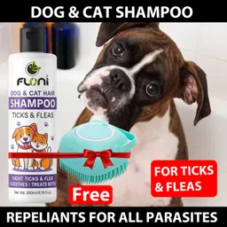 floni Dog Shampoo 200ml with Free Silicone Bath Brush | Pet Shampoo & Dog Grooming Kit Anti-dandruff, Flea and Tick, Allergy Relief, Itch Relief Artificial Fragrance Dog, Cat Shampoo image 5