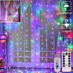 xenith 300 LEDs 3 m Multicolor Flickering, Steady Net/Mesh Rice Lights image 1