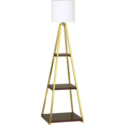 decor darling Elif Iron Table Lamp with Cotton Fabric Lampshade (Gold & White) image 4